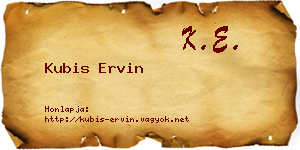 Kubis Ervin névjegykártya